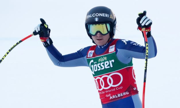 Sofia Goggia en démonstration à Sankt Anton