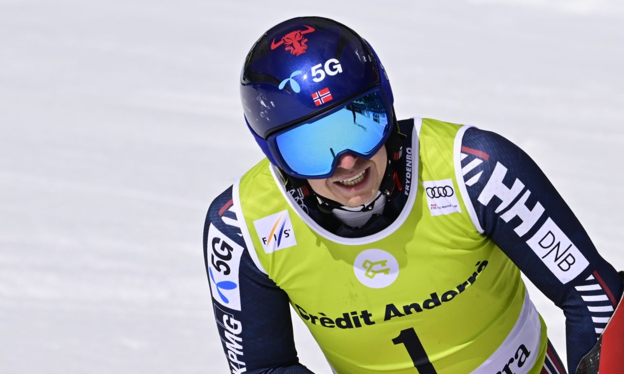 Henrik Kristoffersen au départ du slalom à Levi