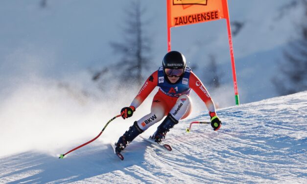 Noémie Kolly au départ du super-G de Cortina d’Ampezzo